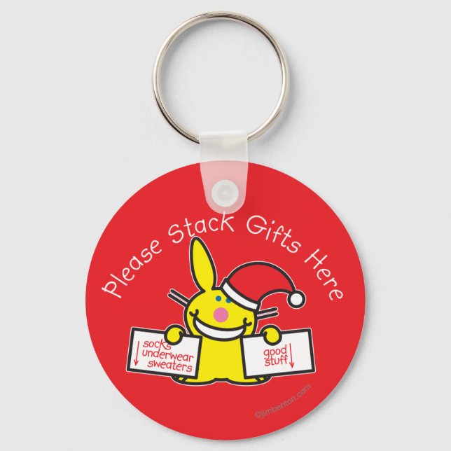 Please Stack Gifts Here Key Ring (Front)