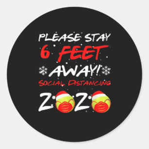 Please Stay 6 Feet Tennis In Mask Social Distance Classic Round Sticker