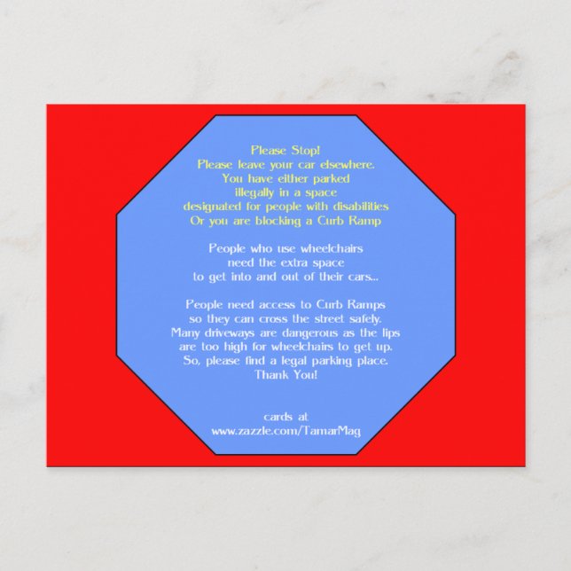 PLEASE Stop parking here Postcard (Front)