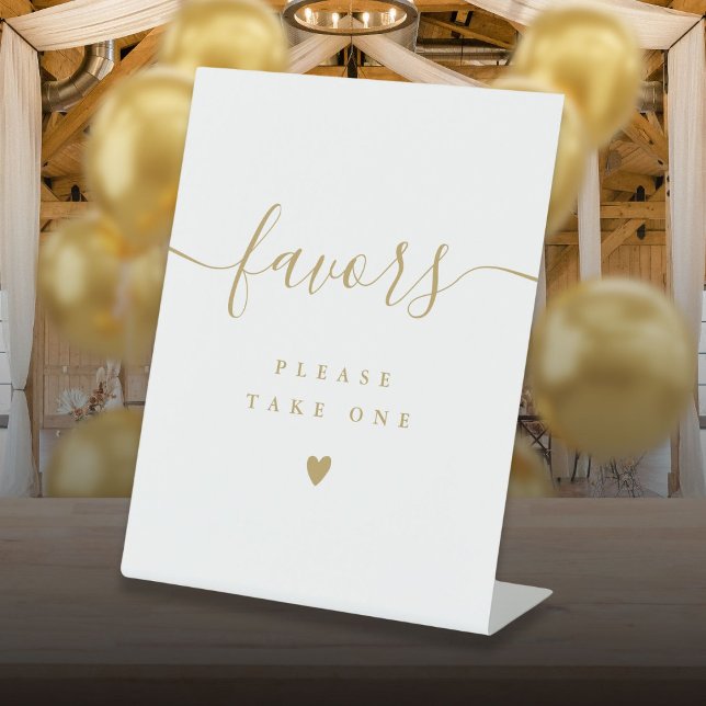 Please Take A Favor Gold Modern Script Pedestal Sign (Please Take A Favor Gold Modern Script Pedestal Sign)