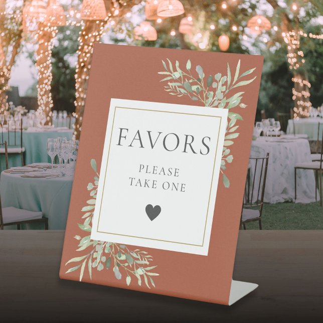 Please Take A Favour Greenery Foliage Terracotta Pedestal Sign (Please Take A Favor Greenery Foliage Terracotta Pedestal Sign)