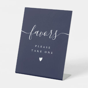 Please Take A Favour Navy Blue Modern Script Pedestal Sign