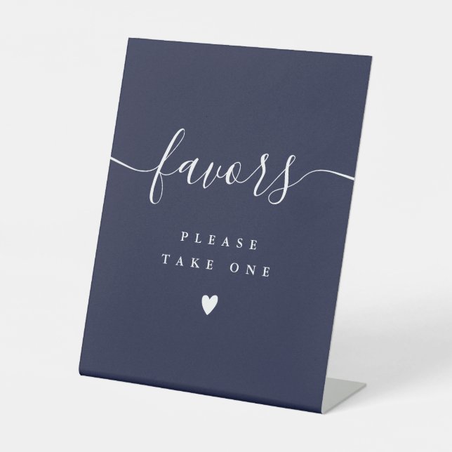 Please Take A Favour Navy Blue Modern Script Pedestal Sign (Front)