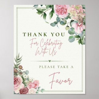 Please Take a Favour Sign | Dusty Rose floral
