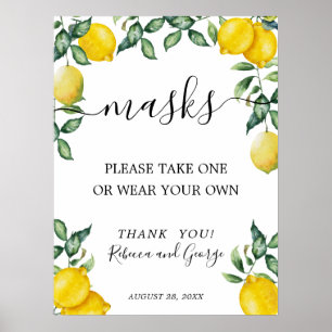 Please take a mask sign with lemons