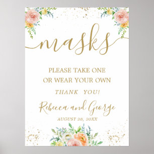 Please take a mask wedding sign floral