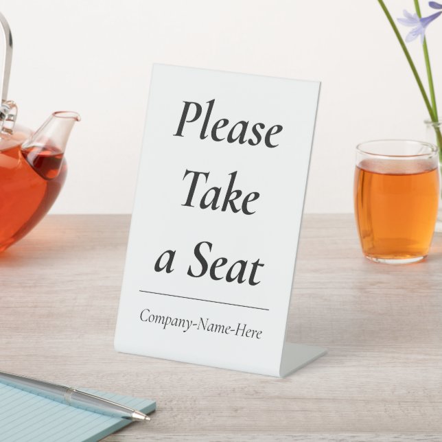 "Please Take a Seat" + Customised Name Pedestal Sign (In SItu)