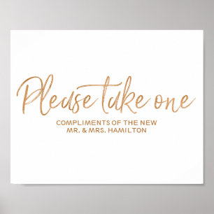 Please take one 8x10 Rose Gold Wedding Favours Sig Poster