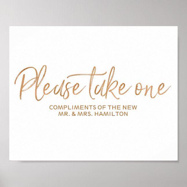 Please take one 8x10 Rose Gold Wedding Favours Sig Poster (Front)