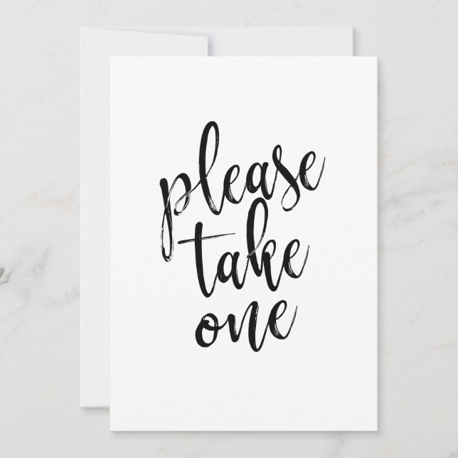 Please Take One Affordable Wedding Sign Invitation (Front)