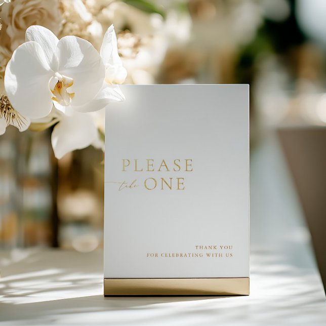 Please Take One Minimalist Wedding Favour Foil Sig (Please Take One Minimalist Wedding Favor Foil Sign)