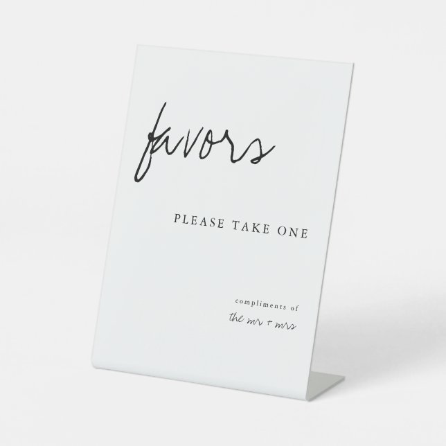 Please Take One Modern Simple Wedding Favours Pedestal Sign (Front)