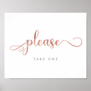 Please take one Rose gold Favours Wedding Sign