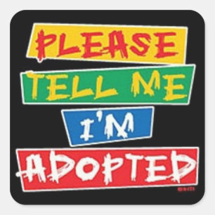 Please tell me im adopted square sticker