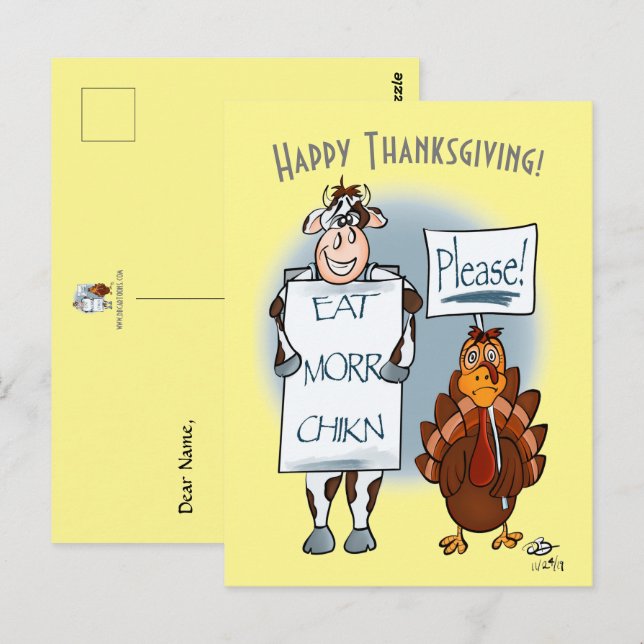 Please Thanksgiving Day Yellow Post Card (Front/Back)