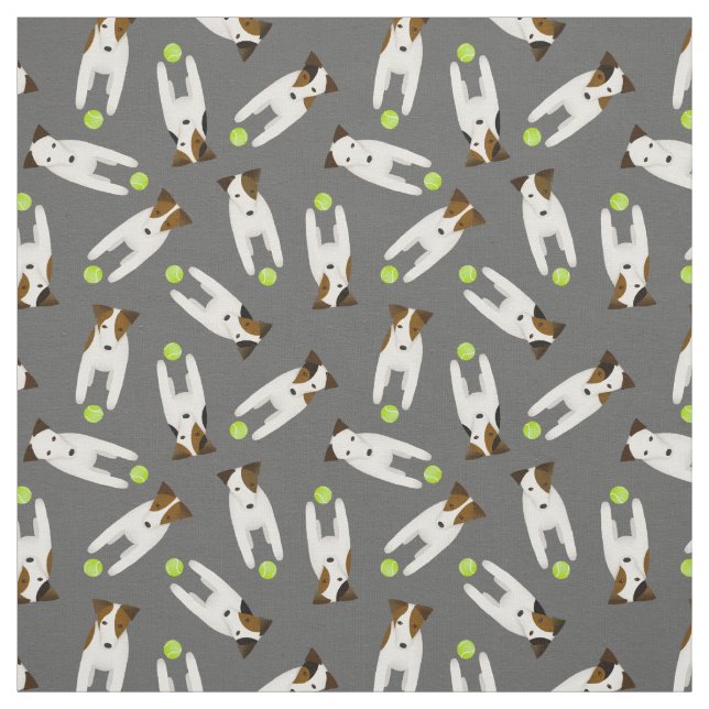please throw my ball Jack Russell pattern cute dog Fabric (Swatch)