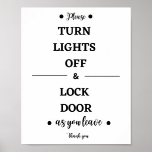 Please Turn Lights off & Lock Door Poster