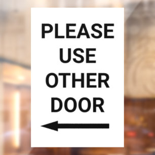 Please Use Other Door Left Arrow White Business