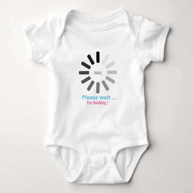 Please Wait I'm Thinking Personalised Text Unisex Baby Bodysuit (Front)