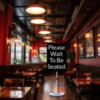 Please Wait To Be Seated Black Sign