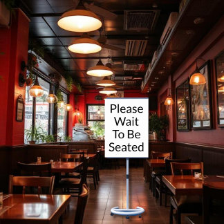 Please Wait To Be Seated White Sign