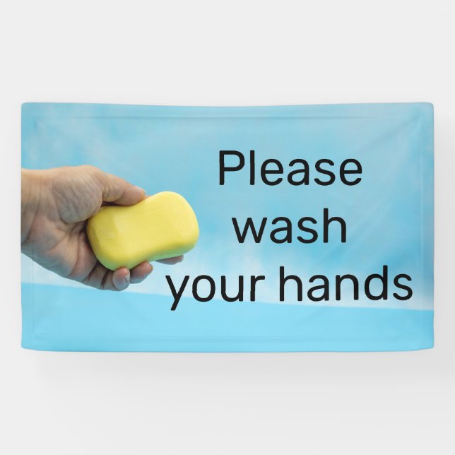 Please wash your hand with soap banner (Horizontal)