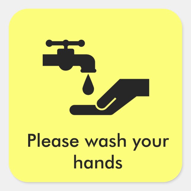 Please wash your hands square sticker (Front)