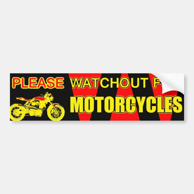 PLEASE WATCHOUT FOR MOTORCYCLES - BUMPER STICKER (Front)