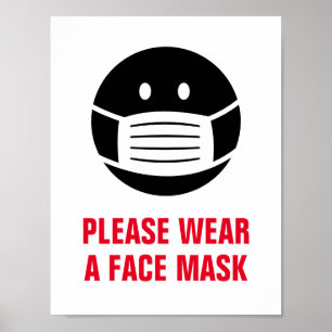 Please wear a face mask mandatory required sign