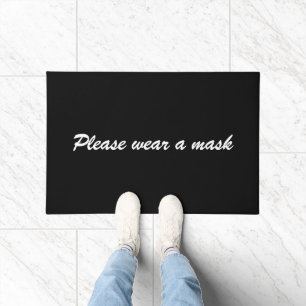 Please wear a mask black custom script elegant doormat