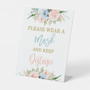 Please wear a mask gender reveal pedestal sign