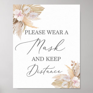 Please wear a mask pampas grass sign