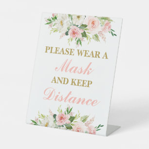 Please wear a mask pedestal sign