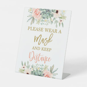 Please wear a mask pedestal sign