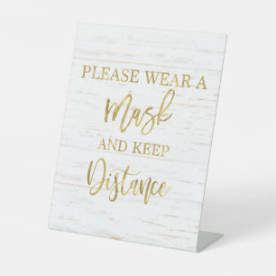 Please wear a mask rustic pedestal sign