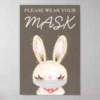 Please Wear A Mask Sign, Mask Required, Bunny Post