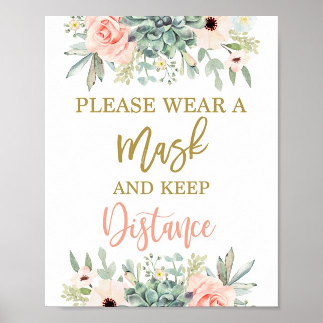 Please wear a mask succulents sign (Front)