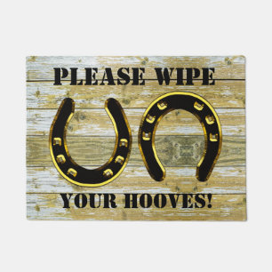 "Please Wipe your Hooves" With Horseshoes Doormat