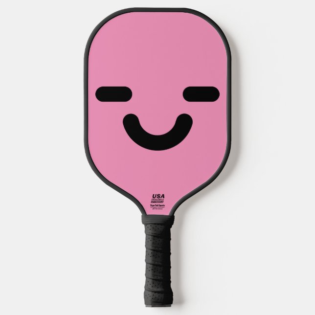 Pleased Face Light Pink Pickleball Paddle (Front)