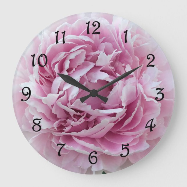 Pleasing Pink Perky Peony  Large Clock (Front)