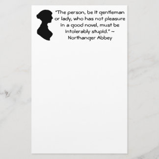 Pleasure in a Good Novel Jane Austen Quote Stationery