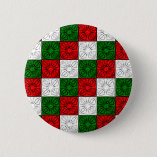 Pleated Corners-Red-White-Green-BUTTON PIN