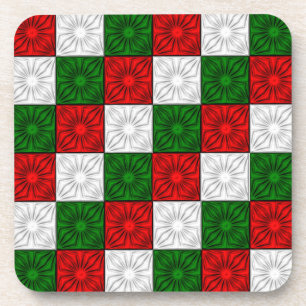 Pleated Corners-Red-White-Green-COASTER Coaster