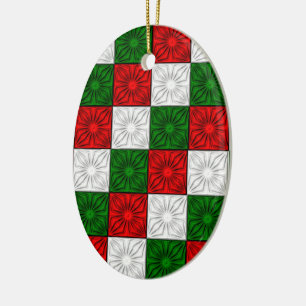 Pleated Corners-Red-White-Green-OVAL ORNAMENT