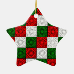 Pleated Corners-Red-White-Green STAR ORNAMENT