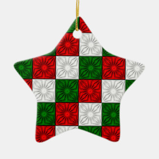 Pleated Corners-Red-White-Green STAR ORNAMENT