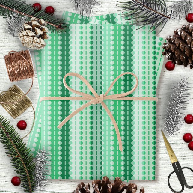 Pleated Stripes-Green Hues Wrapping Paper Sheet (Pleated Stripes-Green Hues Wrapping Paper Sheets by Leapfroglisics Shop)