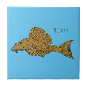 Pleco fish cartoon illustration ceramic tile