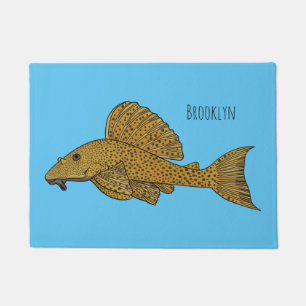 Pleco fish cartoon illustration doormat