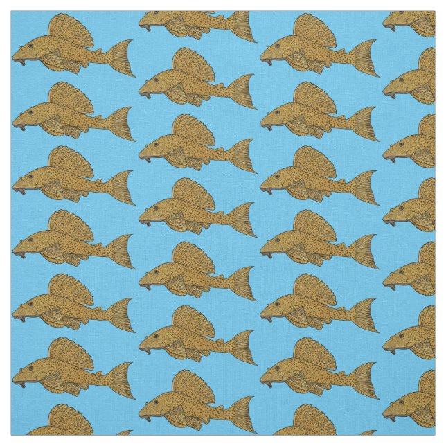 Pleco fish cartoon illustration  fabric (Swatch)
